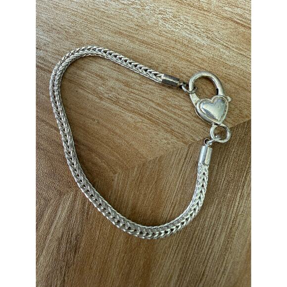 No Brand Jewelry - Sterling Silver Fox Tail Chain Heart Shaped Clasp Bracelet 3